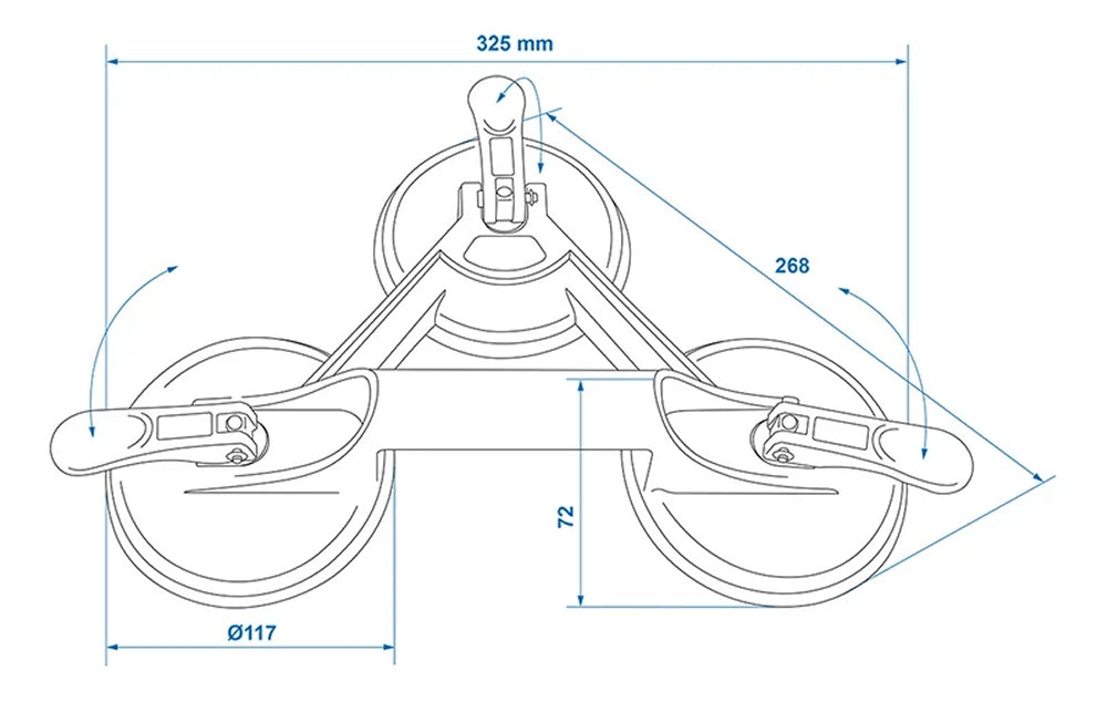 ProPlus 753430 Dreifach Gummisauger Saugheber Aluminium 3 Saugnäpfe