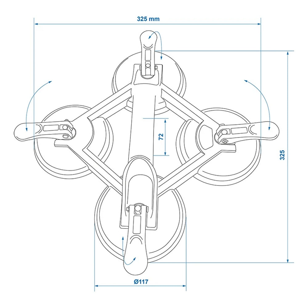 ProPlus 753432 Vierfach Gummisauger Saugheber Aluminium 4 Saugnäpfe