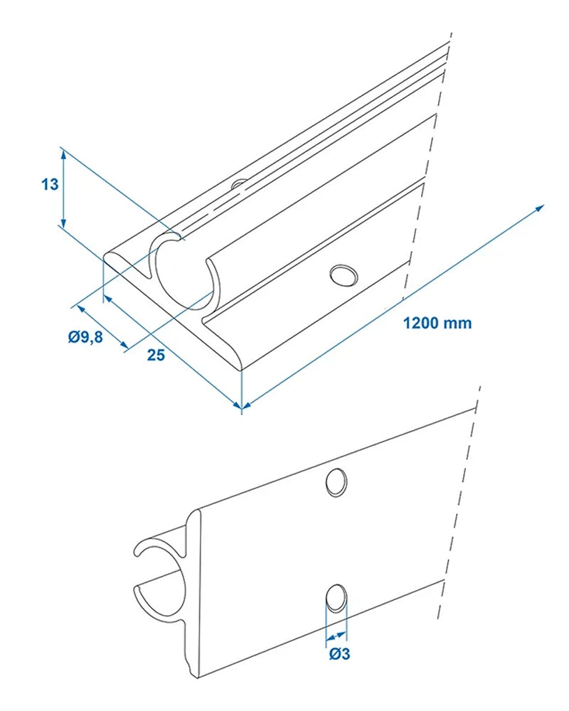 ProPlus 758068V03 Satz Aluminium Zeltschiene 90° 120 x 2,5cm selbstklebend Kederschiene