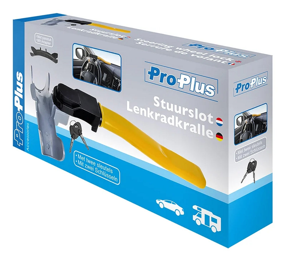 ProPlus 761316 Lenkradschloss Lenkradsperre mit 2 Schlüsseln & Adapter