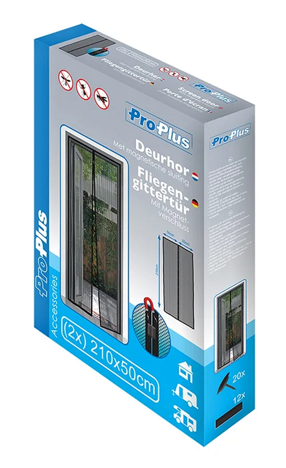 ProPlus 770522 Fliegengittertür mit Magnetverschluss Fliegengitter Tür Camping