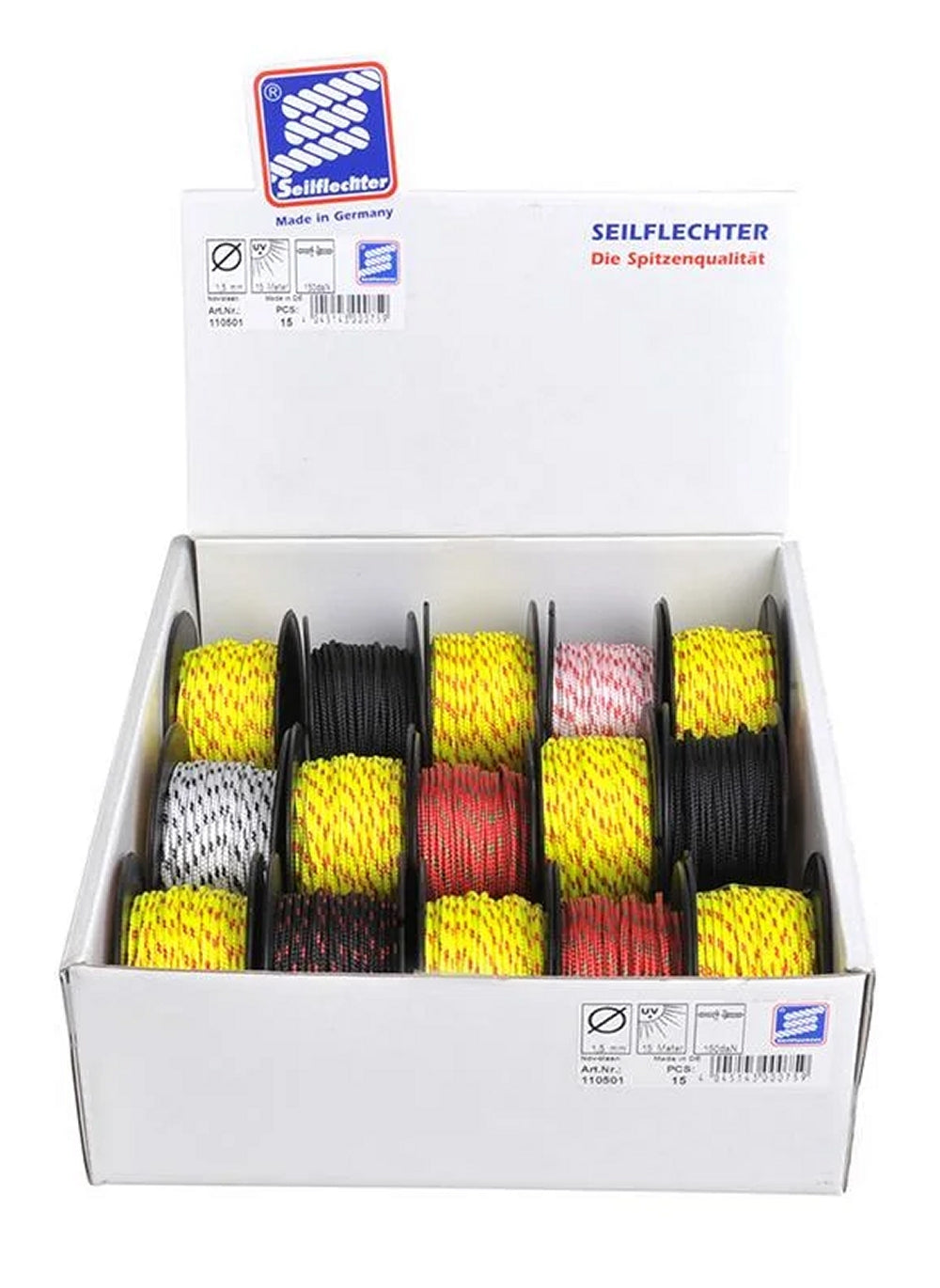 ProPlus SF_110501 Minicord Novoleen Ø1,5mm Länge 15m geflochten sortiert 150 daN