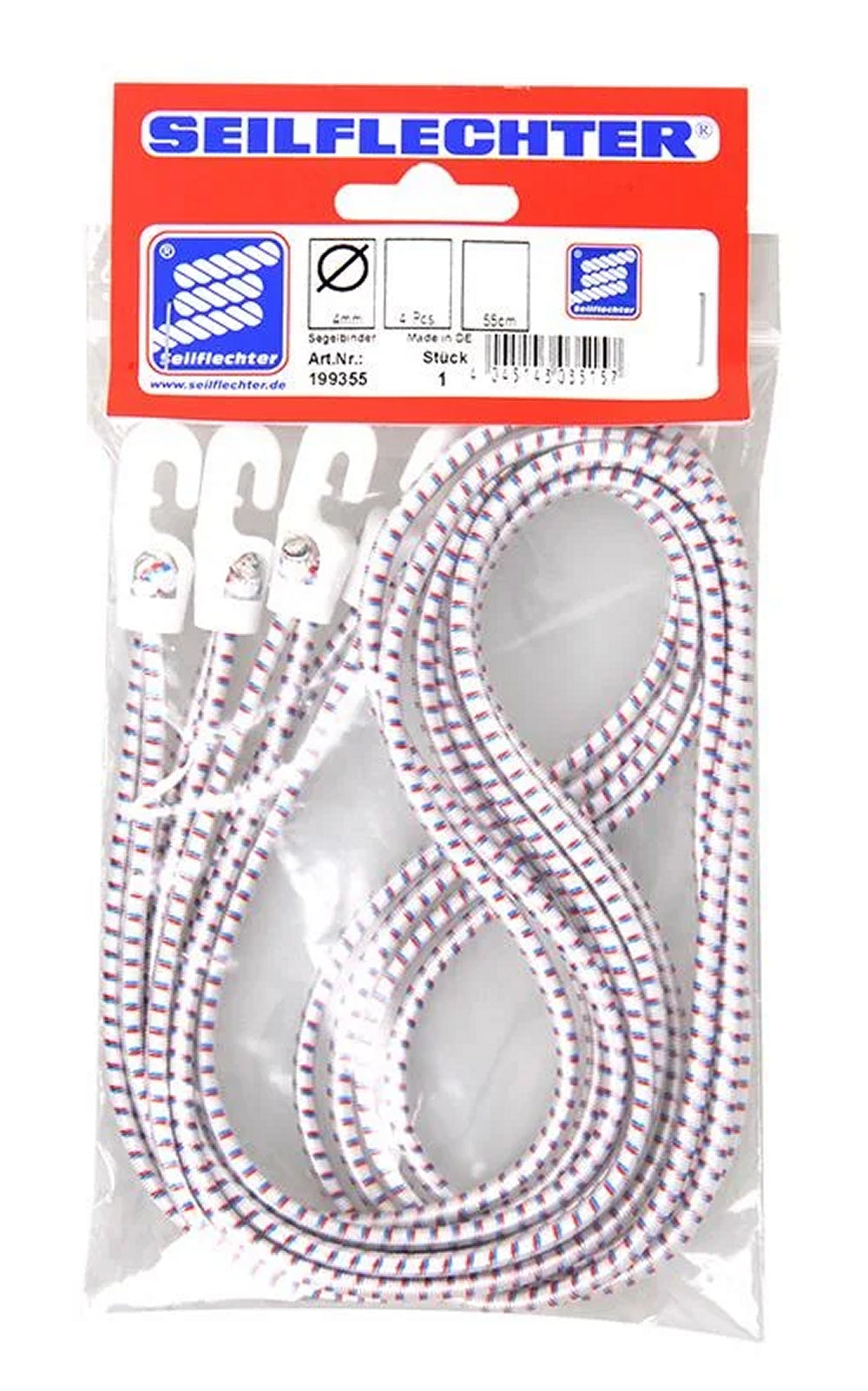 ProPlus SF_199355 4 Stück Segeleinbinder mit Nylonhaken weiß Länge 55cm