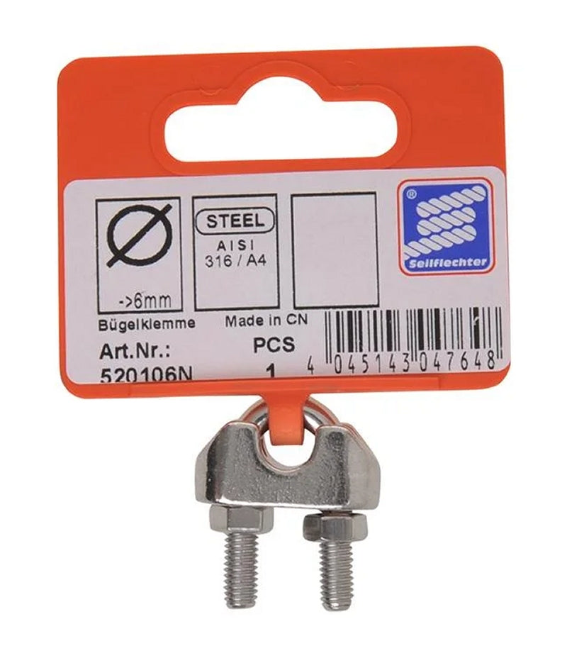 ProPlus SF_520106N Seilklemme 6mm A4 RVS AISI 316 Bügelklemme