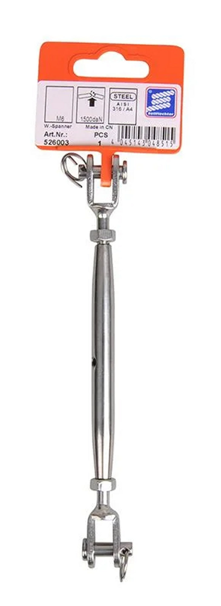 ProPlus SF_526003 Wantenspanner M6 für Seil Ø3mm A4 RVS AISI 316 1.500 daN Spannschloß