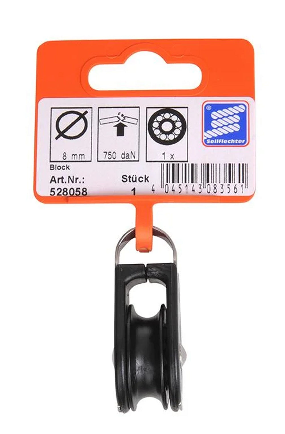 ProPlus SF_528058 Mini Block 8mm einscheibig geschlossen kugelgelagert 750 daN Takelwerkzeug