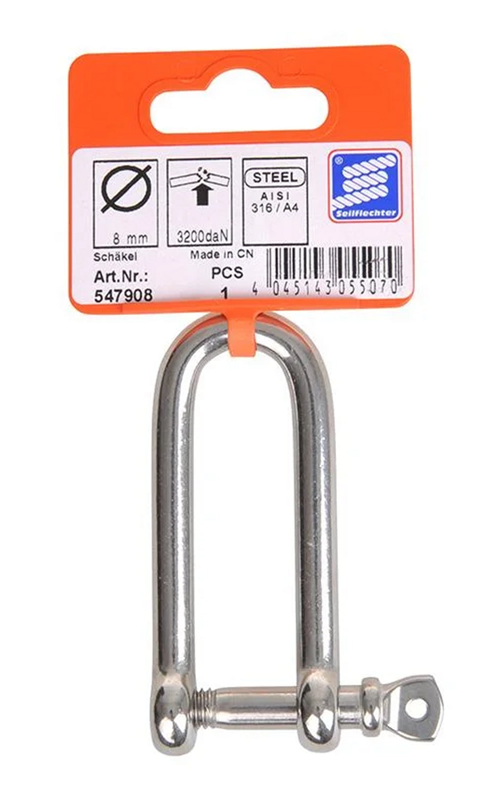 ProPlus SF_547908 D-Schäkel 8mm Rund Lang 3200 daN Verbindungselement