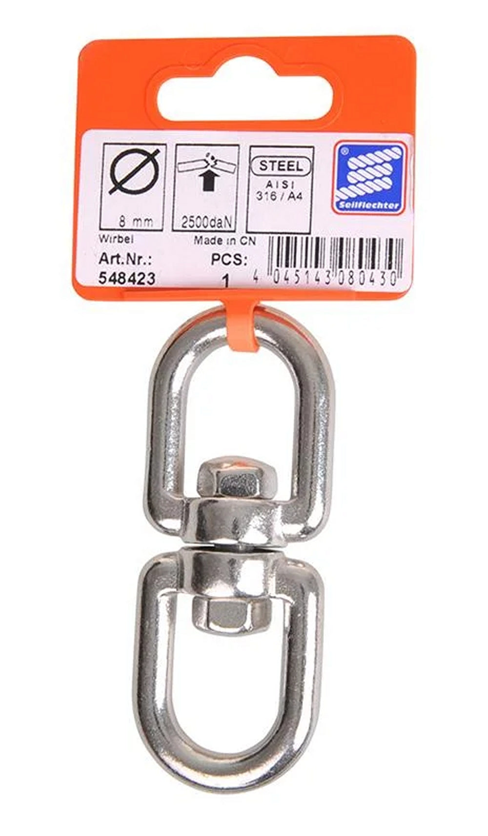 ProPlus SF_548423 Wirbelschäkel 8mm Auge-Auge 2500 daN Drehwirbel