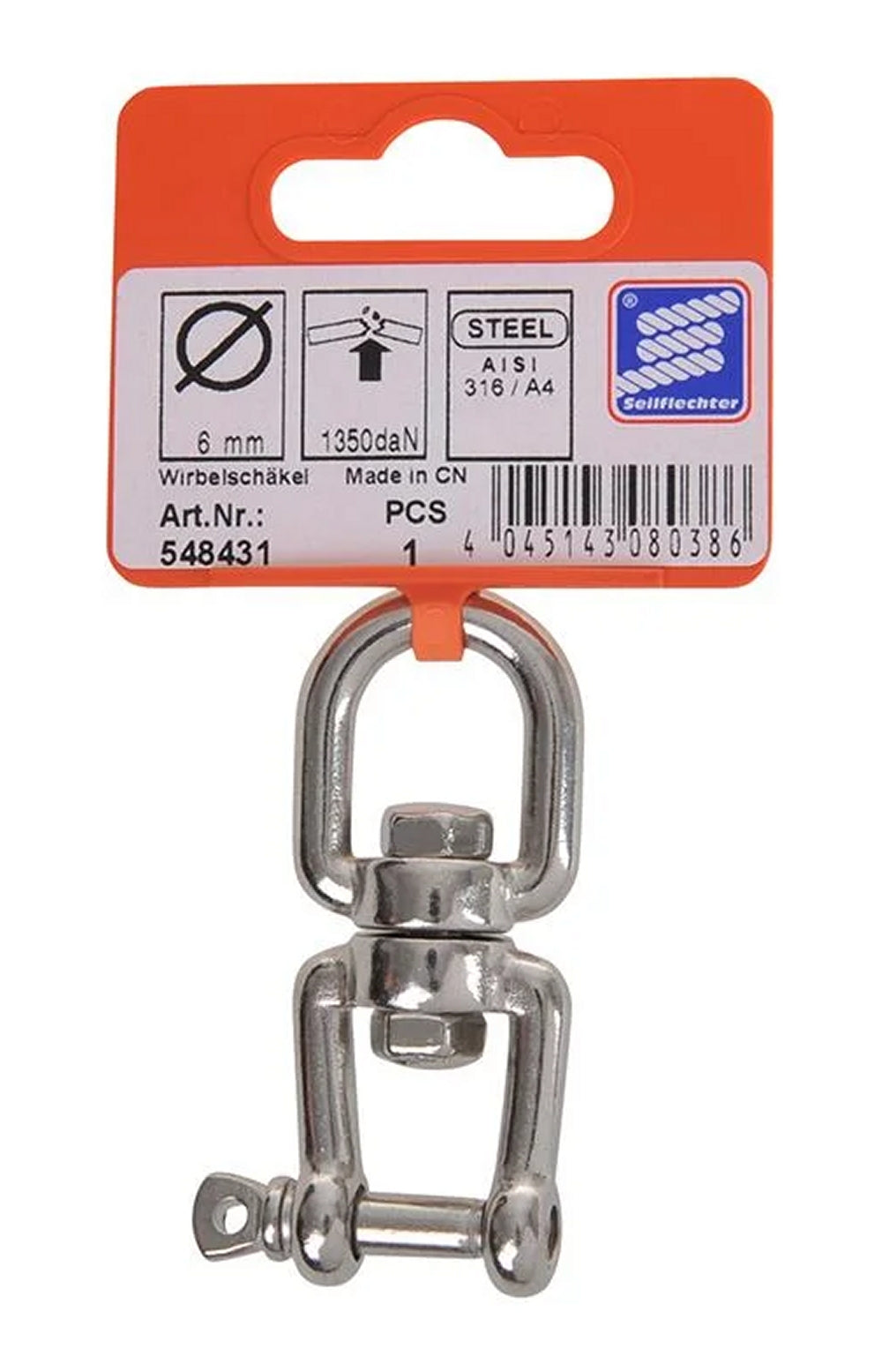 ProPlus SF_548431 Wirbelschäkel 6mm Auge-Gabel 1350 daN Drehwirbel