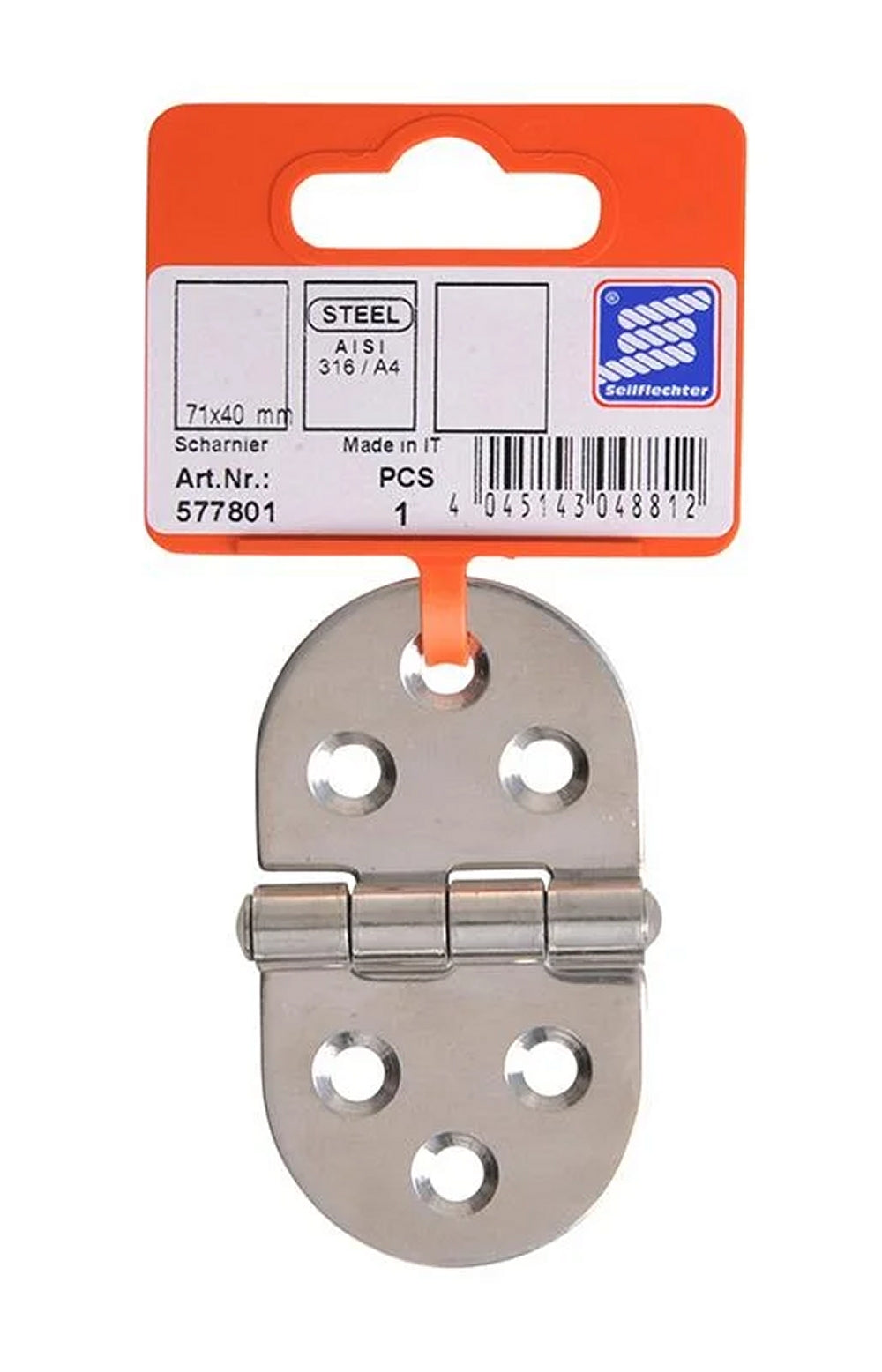 ProPlus SF_577801 Scharnier 71x40mm V4A RVS AISI 316 6 Loch