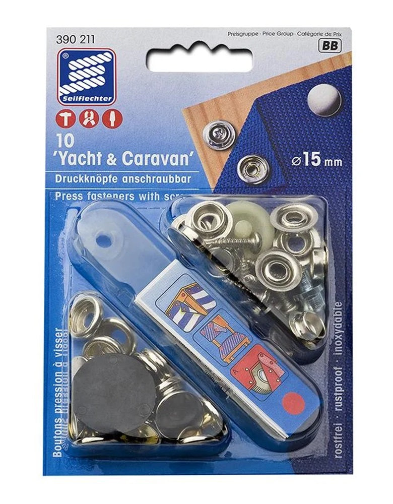 ProPlus SF_957013 Satz Druckknöpfe Anschraubbar 15mm 10 Stück im Blister