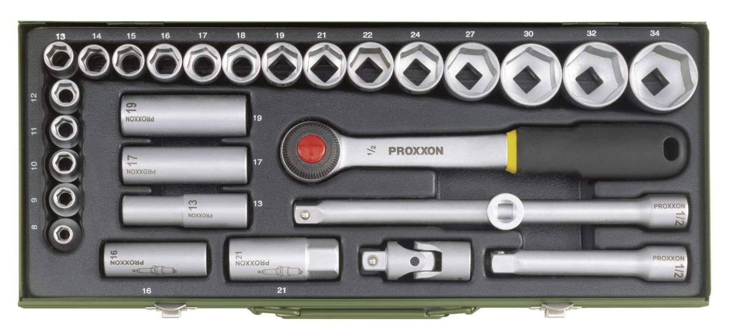 PROXXON 23000 Nusskasten Knarrenkasten Antrieb 12,5mm (1/2") 29teilig