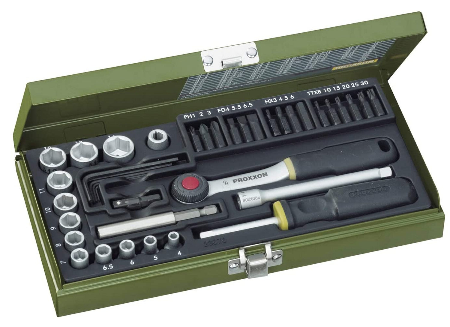 PROXXON 23070 Steckschlüssel- und Schraubersatz mit 6,3mm (1/4") Antrieb