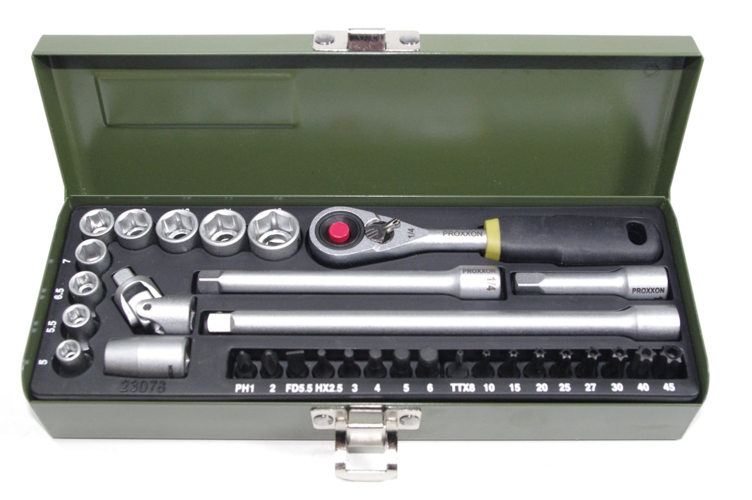 PROXXON 23078 Feinmechaniker Steckschlüssel- und Schraubersatz 6,3mm (1/4") 32 teilig