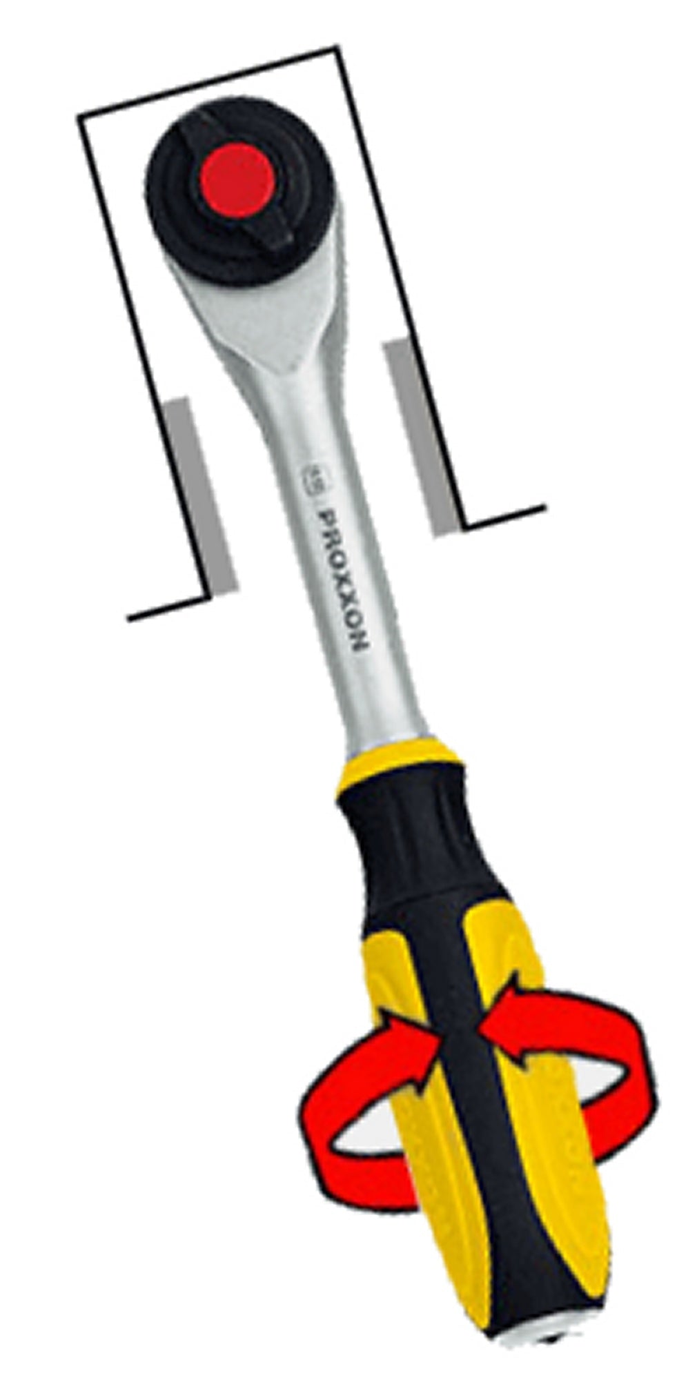 PROXXON 23084 Rotary Ratsche Antrieb 12,5mm (1/2") mit Drehgriff