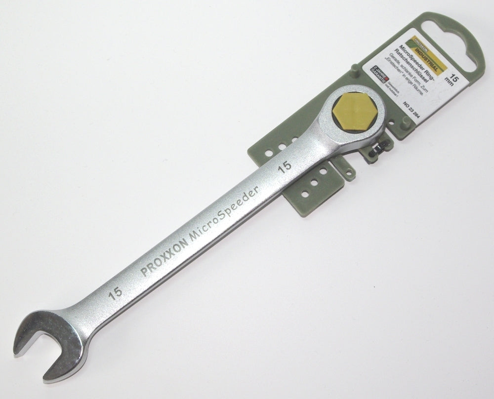 Llave Carraca Conmutable Proxxon MicroSpeeder - Tamaño 15 Mm, Cabezal Acodado 15°, Ideal Para Atornillar En Superficies Planas