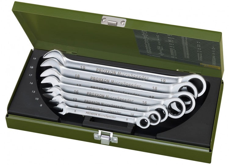 PROXXON 23275 MicroSpeeder Ratschenschlüssel ohne Hebelumschaltung Satz 8-19 mm 7teilig