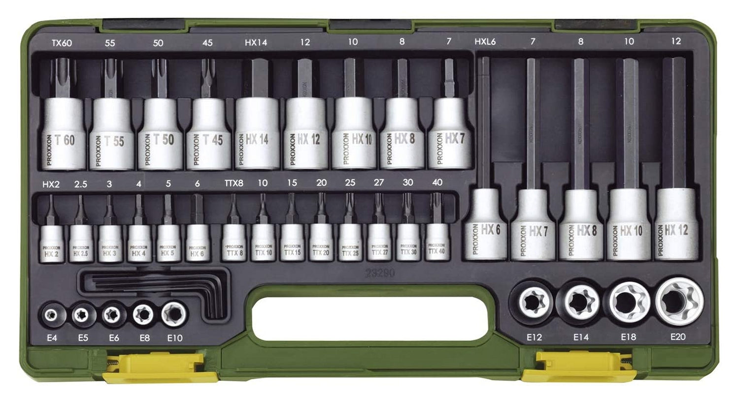PROXXON 23290 Spezialsatz für TORX und Innensechskant Schrauben, 42 teiliger Satz