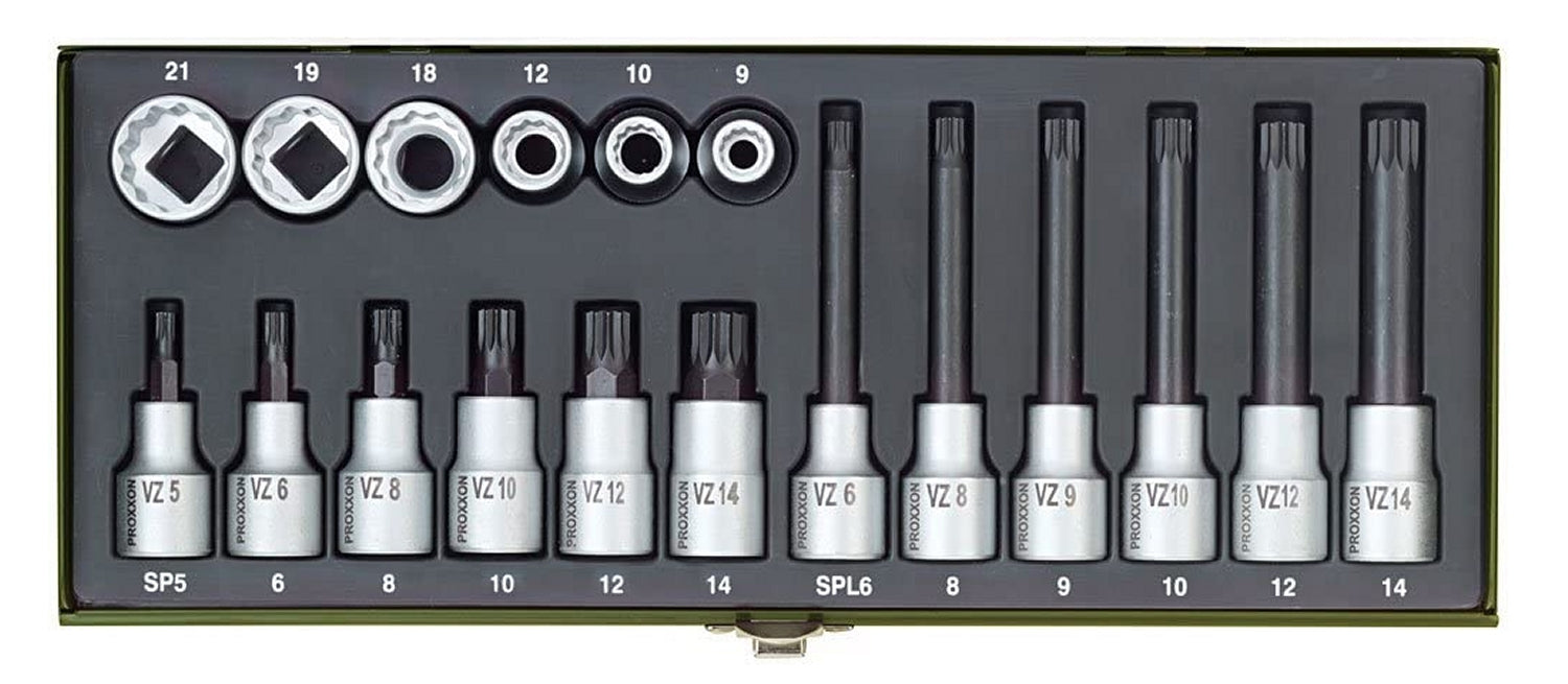 PROXXON 23296 Satz Nüsse Bits XZN Vielzahn Antrieb 12,5mm (1/2")