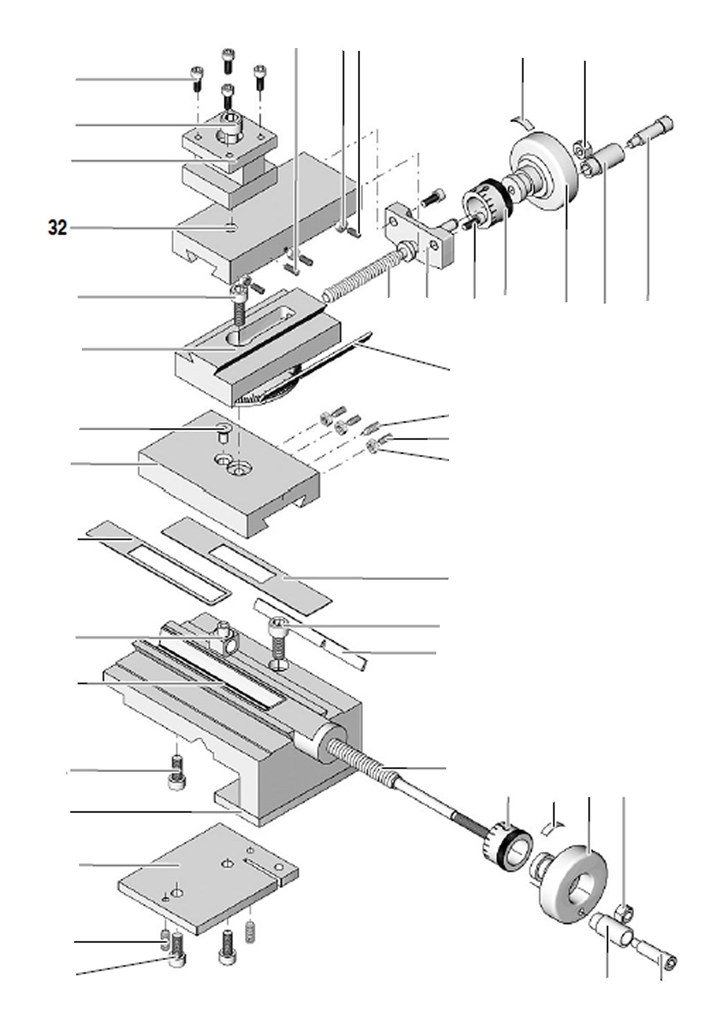 PROXXON 24002-03-32 Längsschlitten (Oberteil) für Drehmaschine PD 250/E