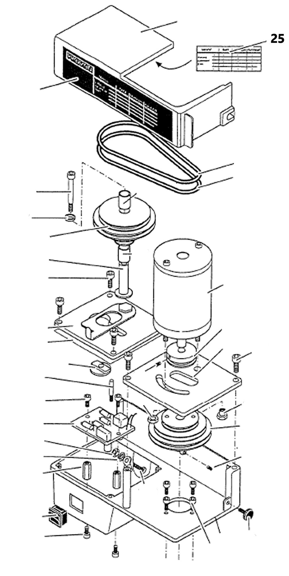 PROXXON 24104-25 Tabelle für Riemenposition für Feinfräse FF230 & Bohr- und Fräseinrichtung PF230