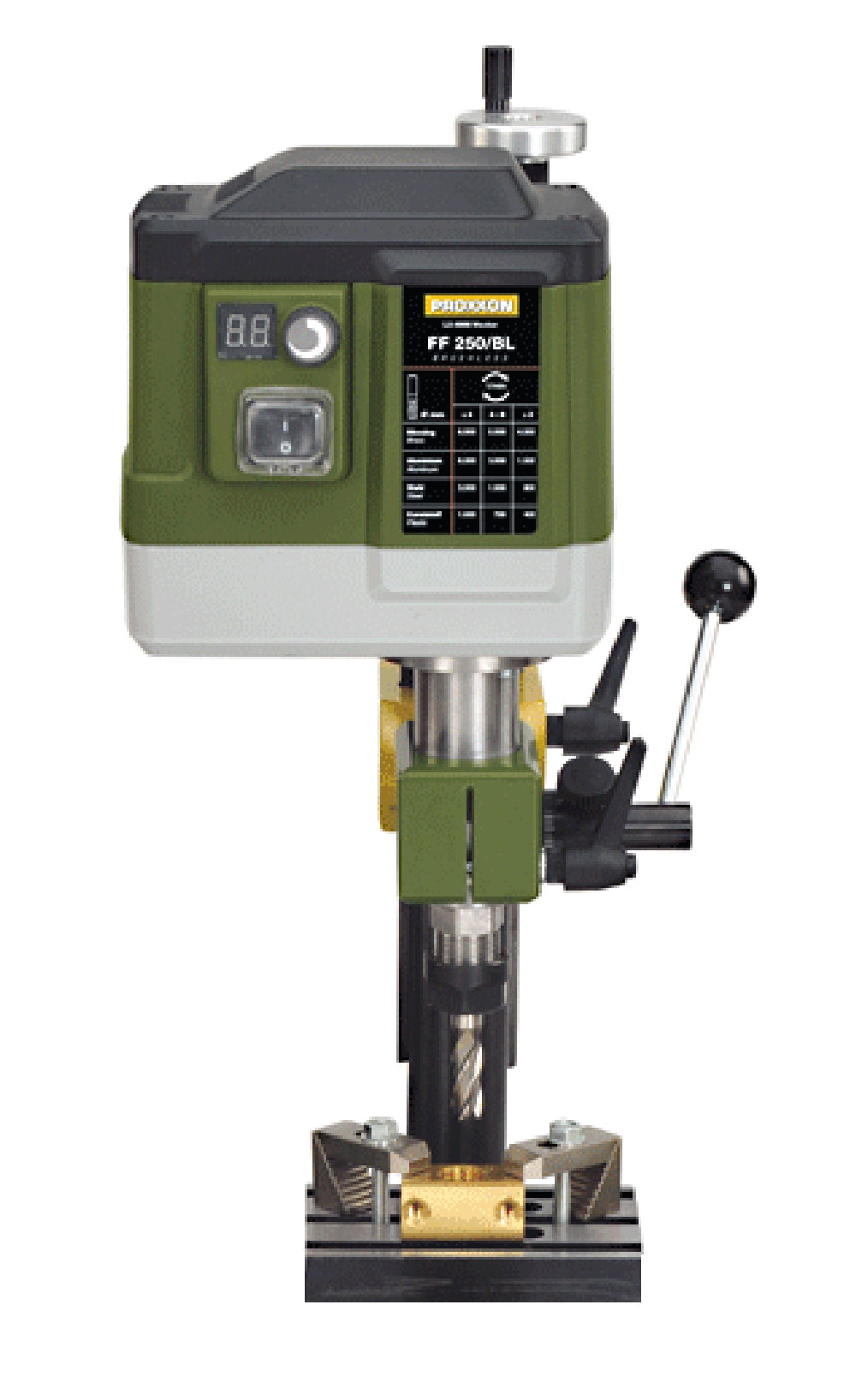 PROXXON 24112 Bohr- und Fräseinrichtung PF250/BL inkl.Säule, Anbauflansch und Befestigungsschrauben