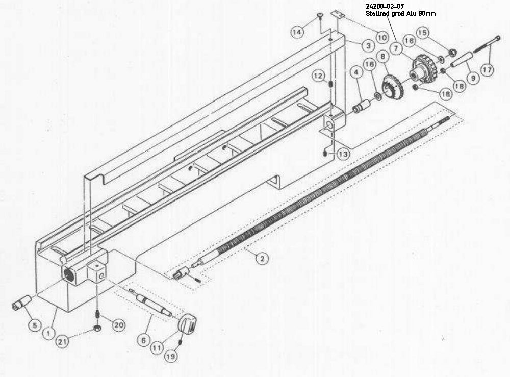 PROXXON 24200-03-07 Stellrad groß Alu 80mm für Drehmaschine PD360
