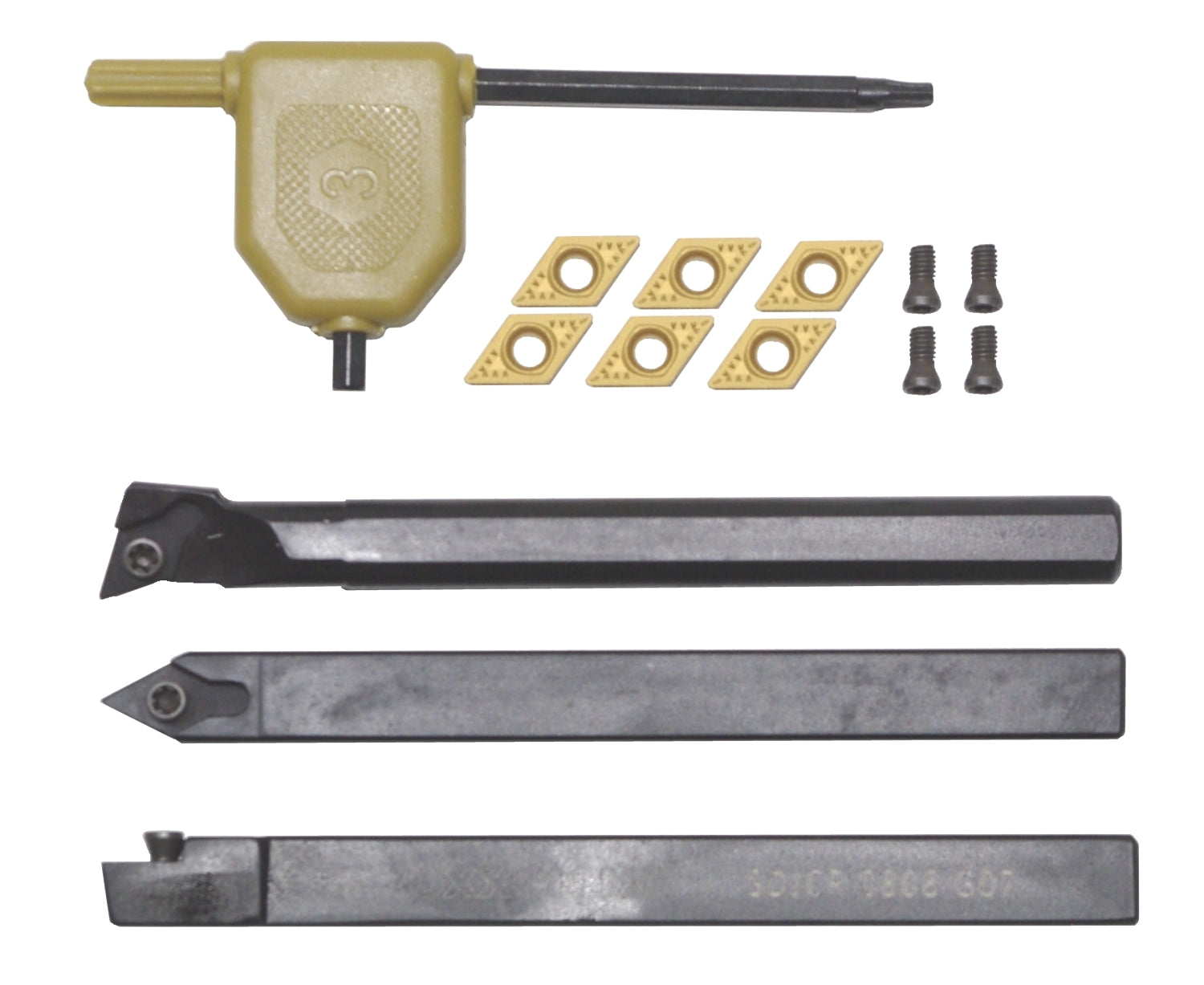 PROXXON 24555 Satz Stahlhalter mit Hartmetall Wendeplatten 8x8mm für PD230/e & PD250/e