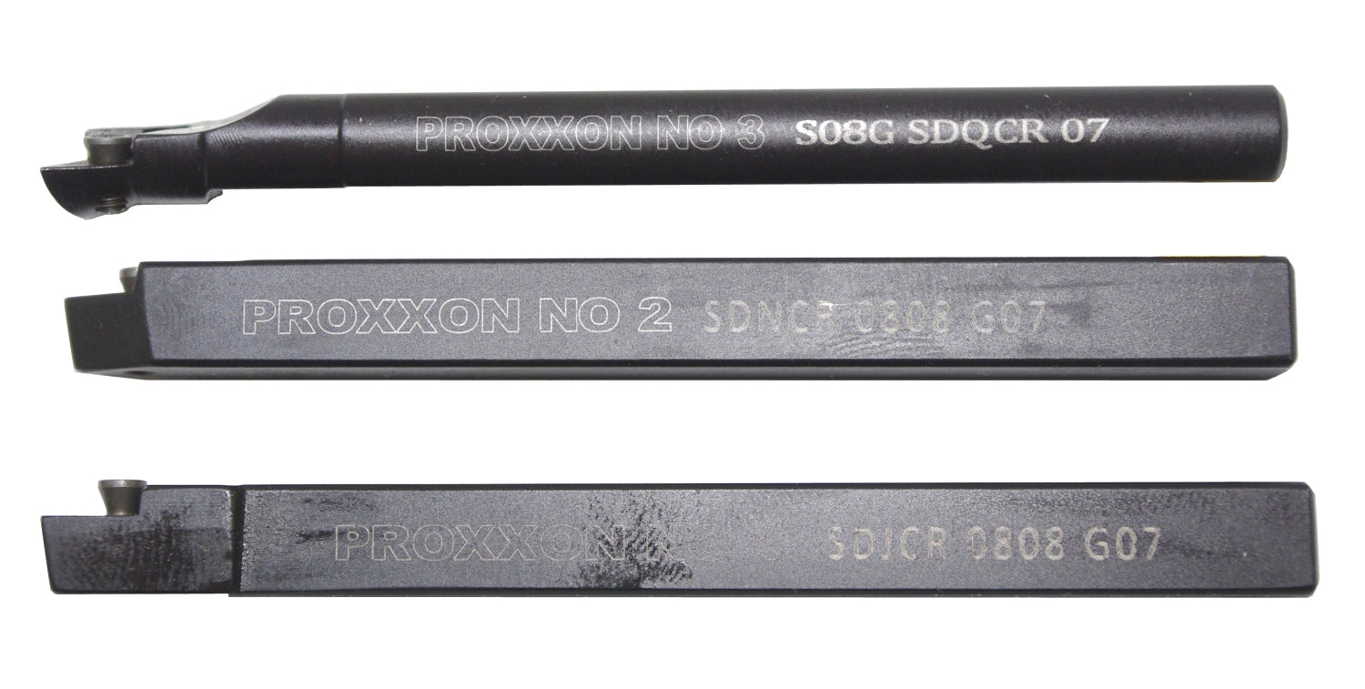 PROXXON 24555 Satz Stahlhalter mit Hartmetall Wendeplatten 8x8mm für PD230/e & PD250/e