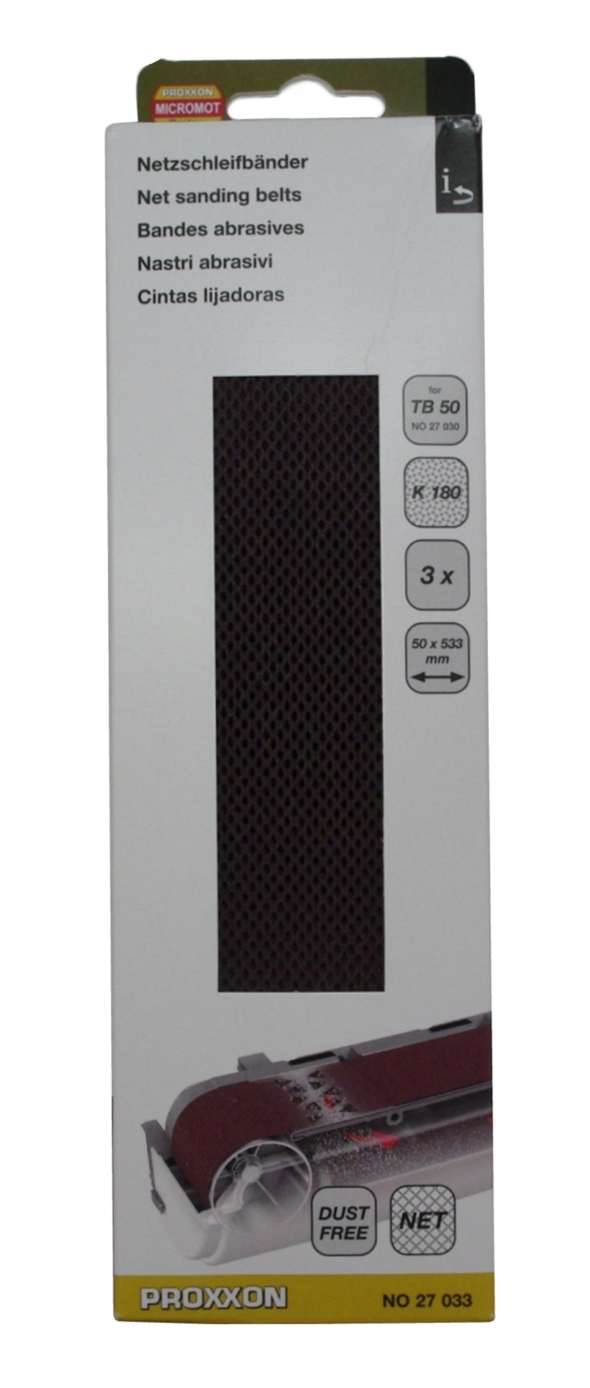 PROXXON 27033 Netzschleifbänder Mirka Abranet MAX Korn 180 3 Stück
