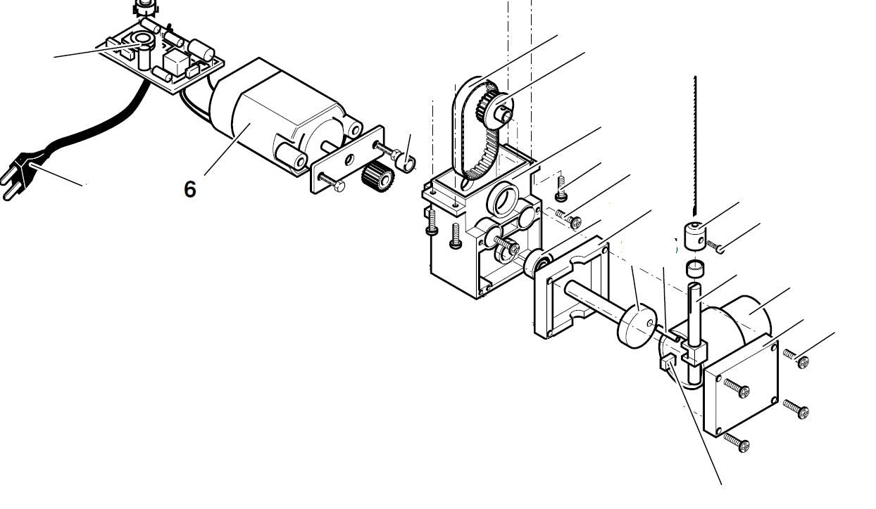PROXXON 27088-06 Motor mit Befestigungsplatte und Ritzel für Dekupiersäge DS230/E
