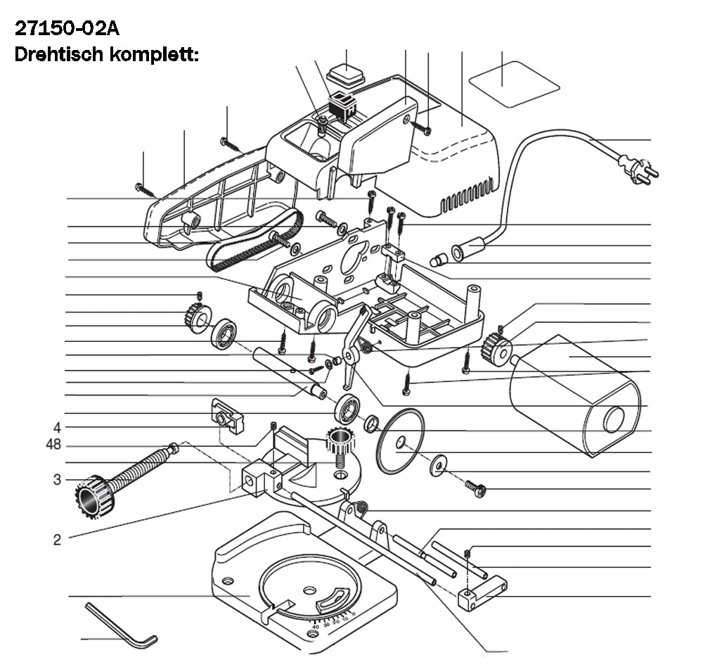 PROXXON 27150-02A Drehtisch komplett Spindel Backe Madenschraube Kappgerät KG50