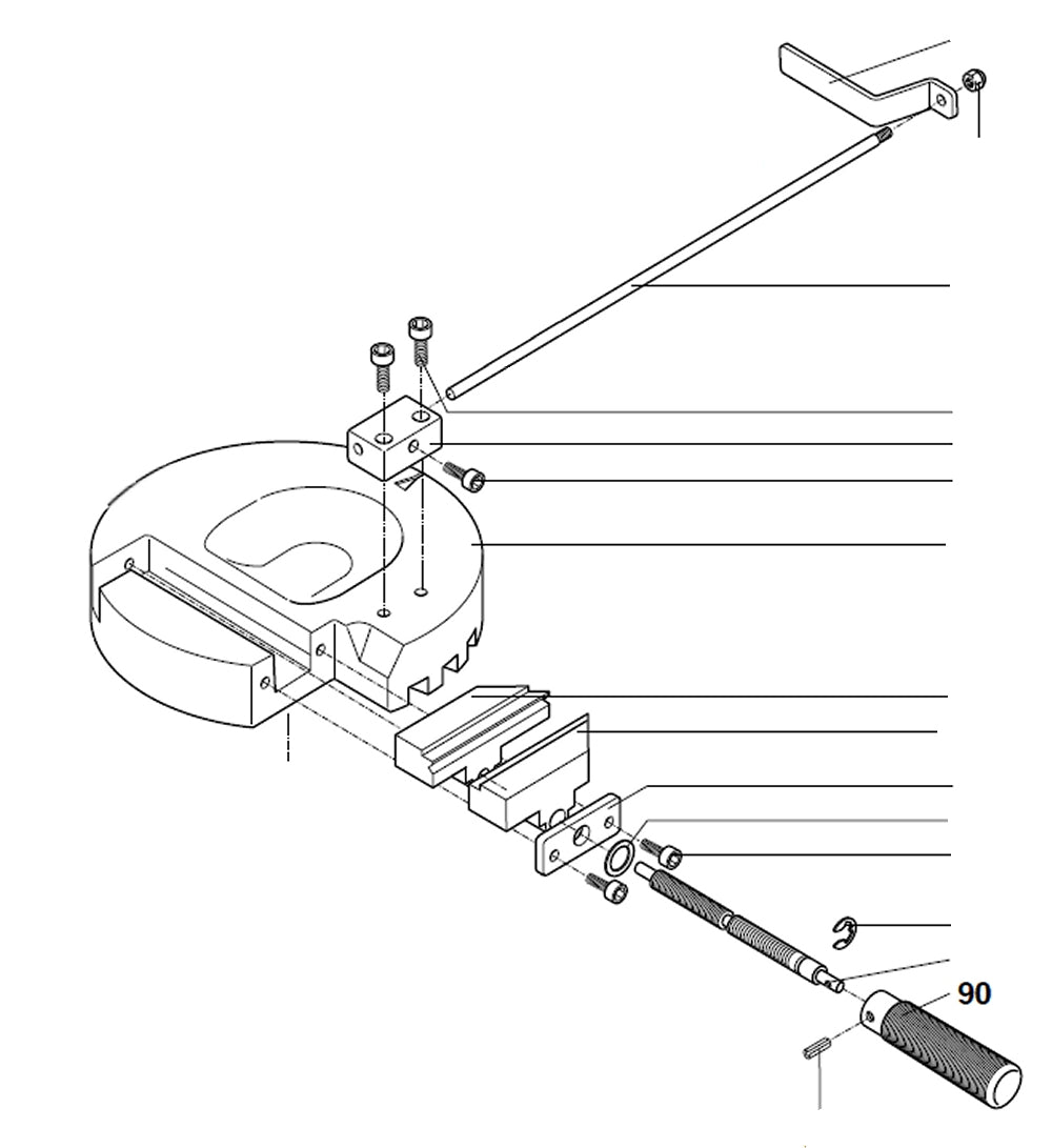 PROXXON 27160-90 Drehgriff für Kappgerät- und Gehrungssäge KGS80