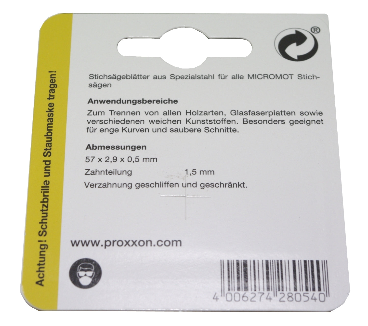 PROXXON 28054 Stichsägeblatt - Spezialstahl (Zahnteilung 1,50mm)