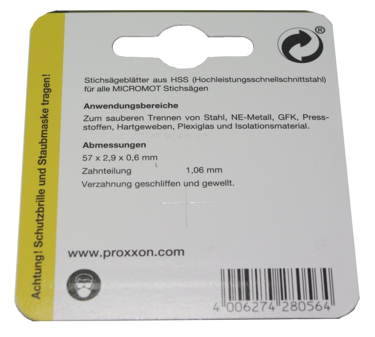 PROXXON 28056 Stichsägeblatt aus HSS - Stahl (Zahnteilung 1,06mm)