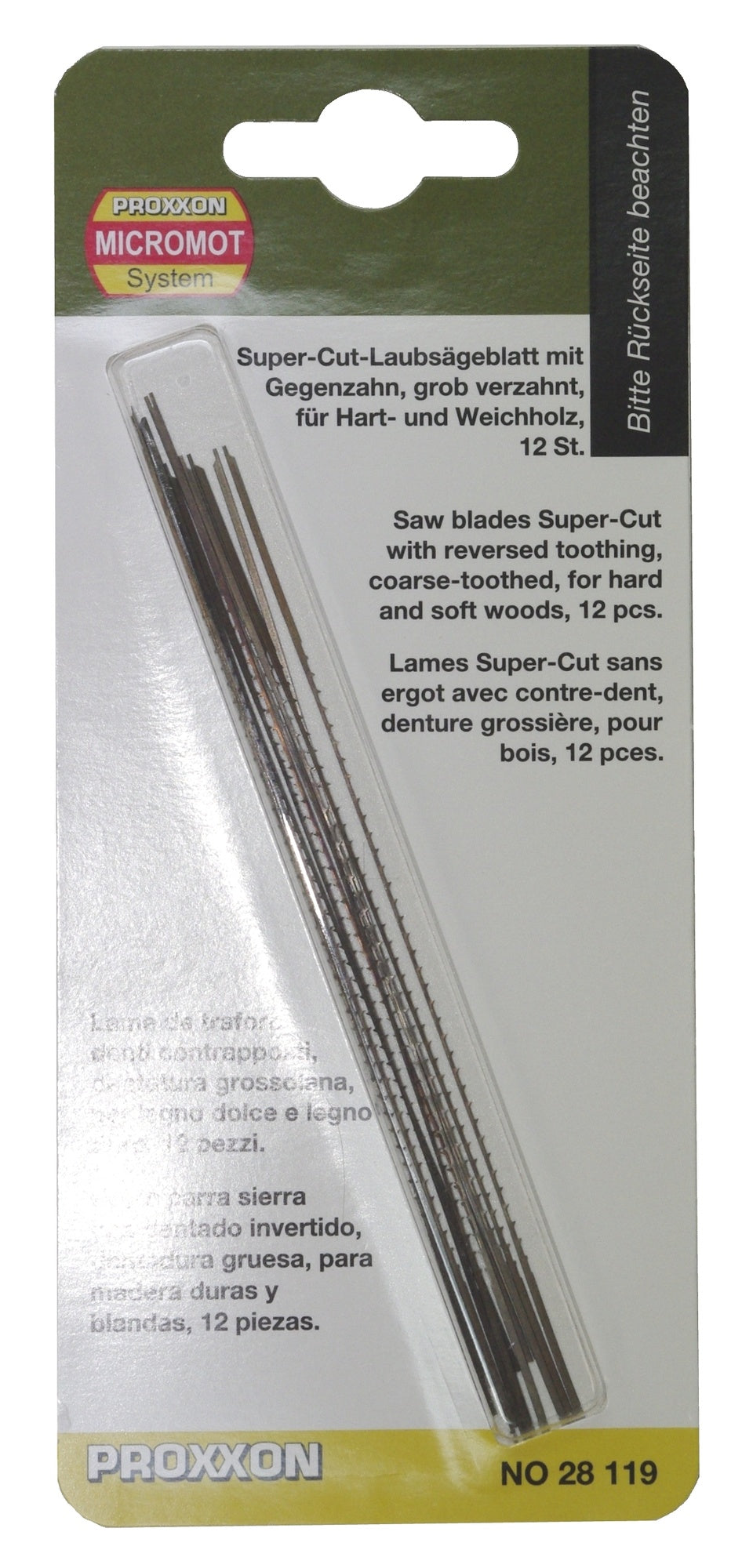 PROXXON 28119 Laubsägeblatt mit Gegenverzahung grob verzahnt 12er Packung
