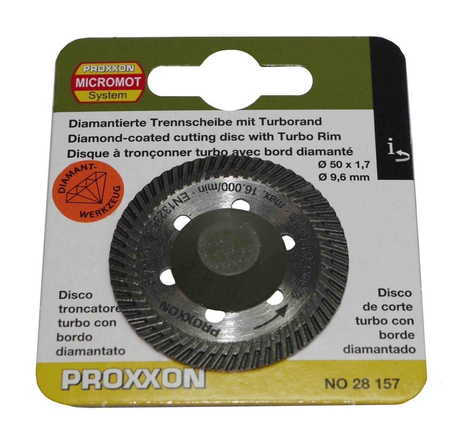 PROXXON 28157 Diamantierte Trennscheibe mit Turborand Ø50 x Ø9,6 x 1,7mm für LHW LHW/8