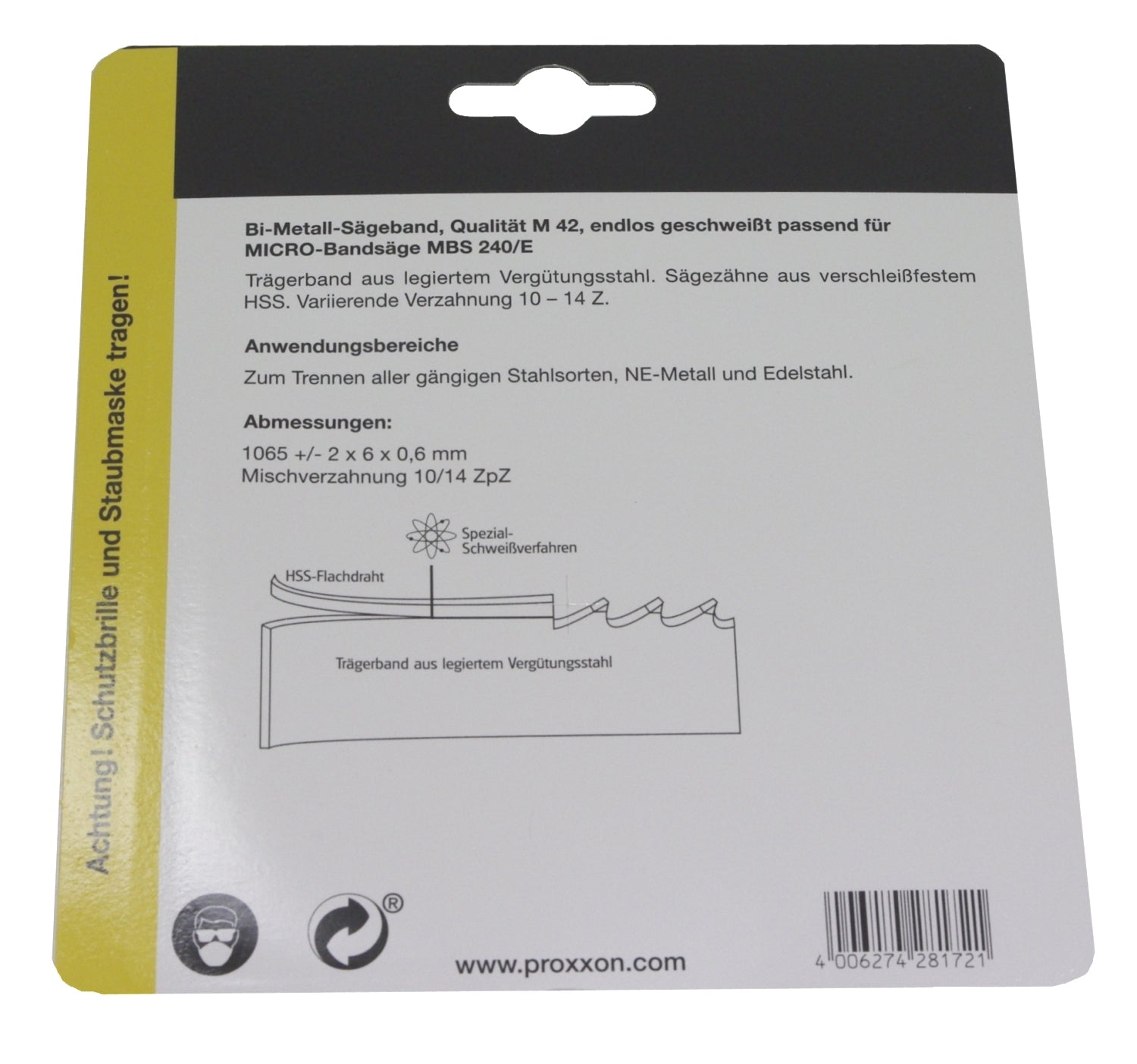 PROXXON 28172 Bandsägeblatt - HSS Bi-Metall für Proxxon Bandsäge