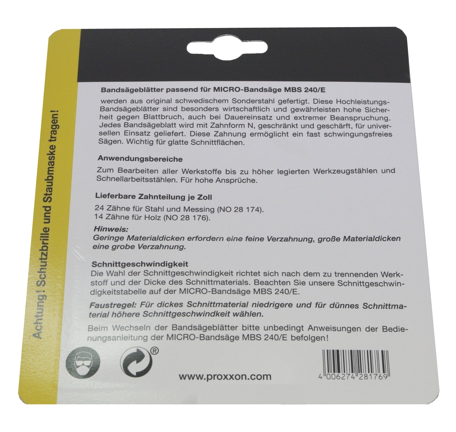 PROXXON 28176 Bandsägeblatt grobverzahnt (14 Z) für PROXXON Bandsäge