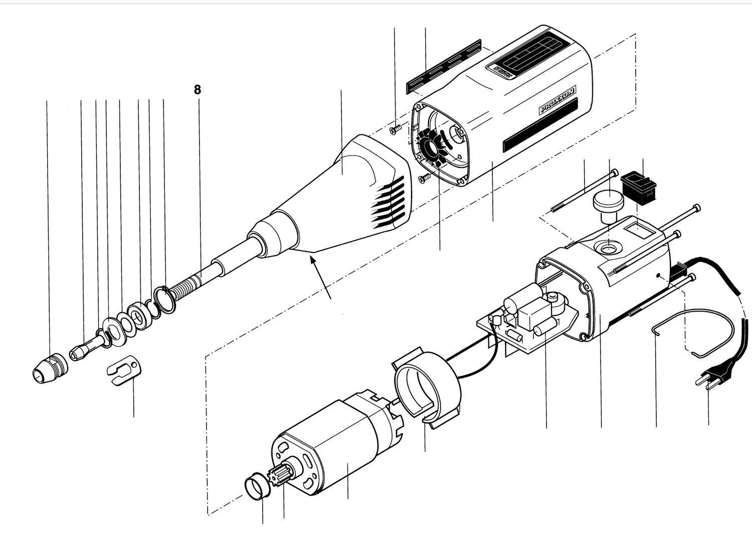 PROXXON 28481-08 Welle / Antriebswelle für Industriebohrschleifer IB/E & IBS/E bis 08/2013