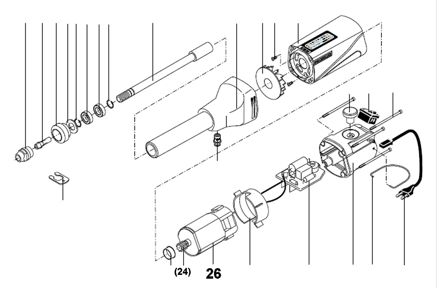 PROXXON 28485-26 Motor inklusive Ritzel für Langhalsbohrschleifer LBS/E