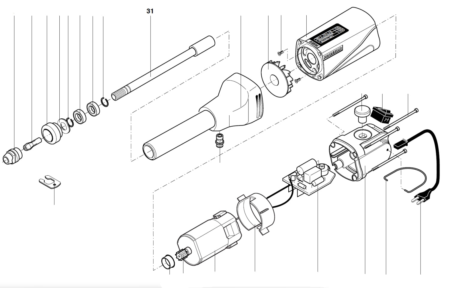 PROXXON 28485-31 Welle / Antriebswelle für Langhalsbohrschleifer LBS/E