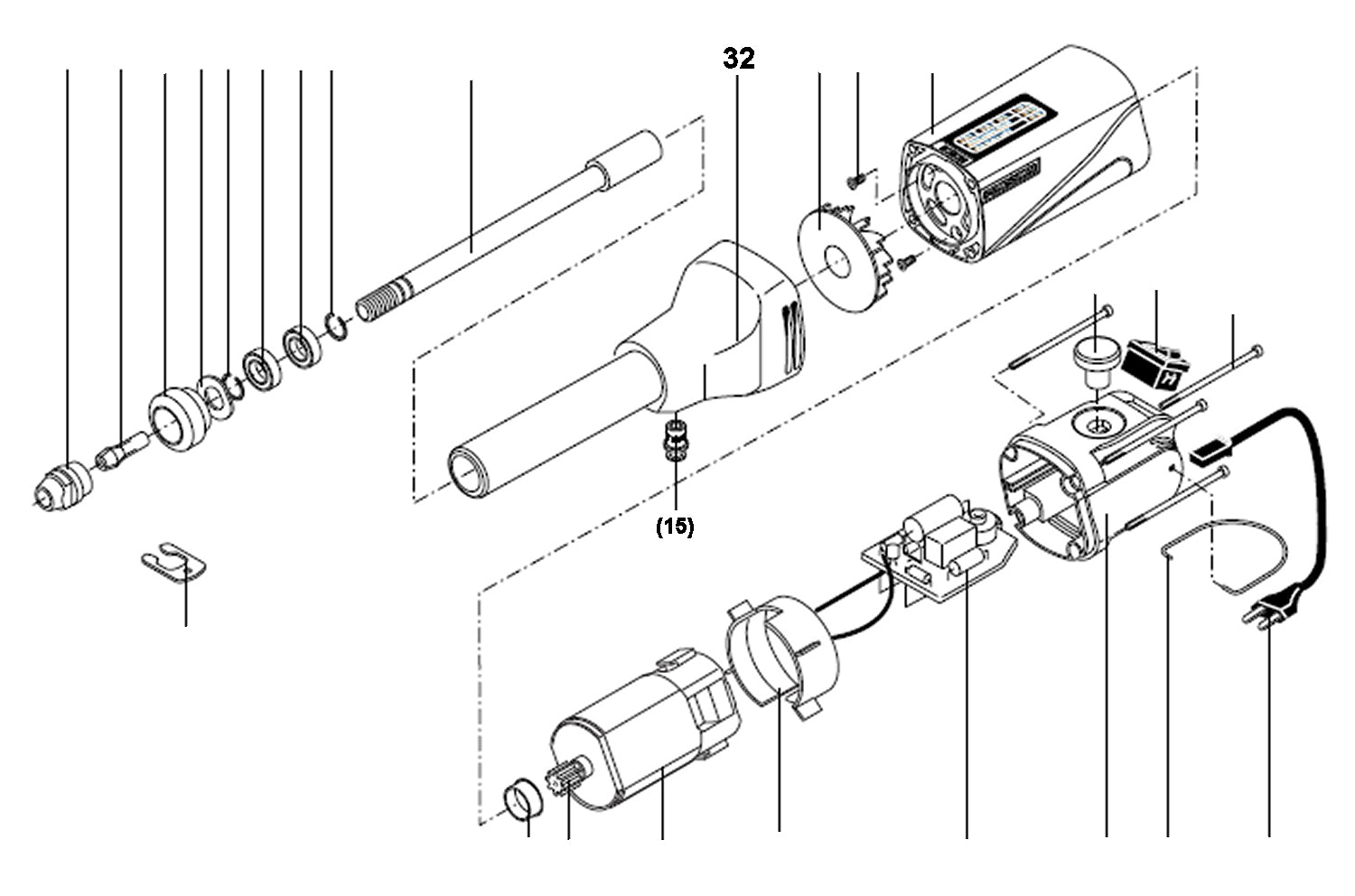 PROXXON 28485-32 Gehäusekopf mit Arretierknopf für Langhalsbohrschleifer LBS/E