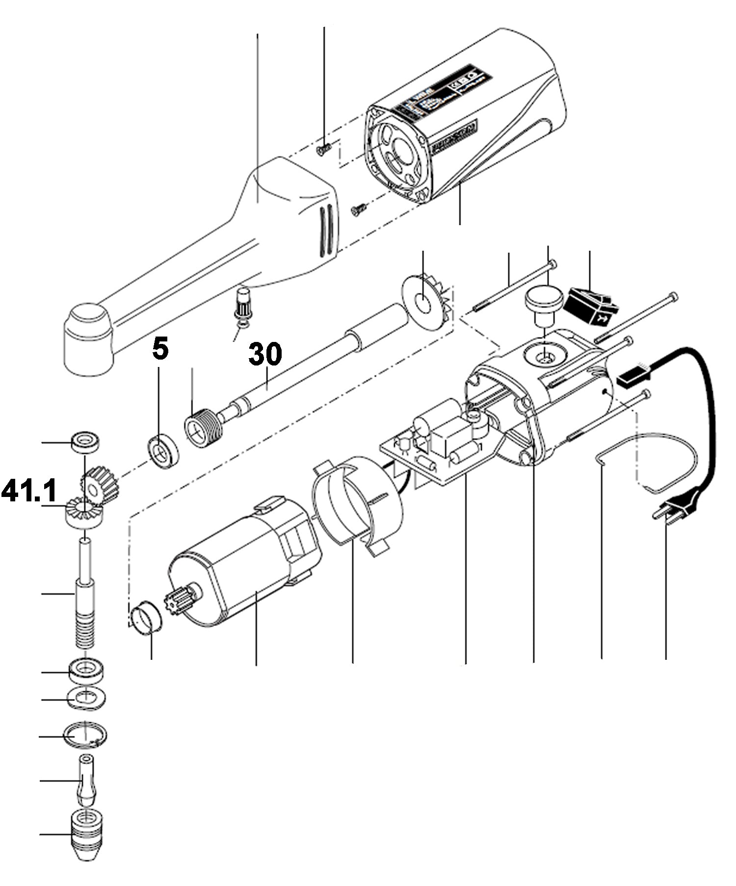 PROXXON 28492-30B Hauptspindel komplett für Langhals Winkelbohrmaschine LWB/E
