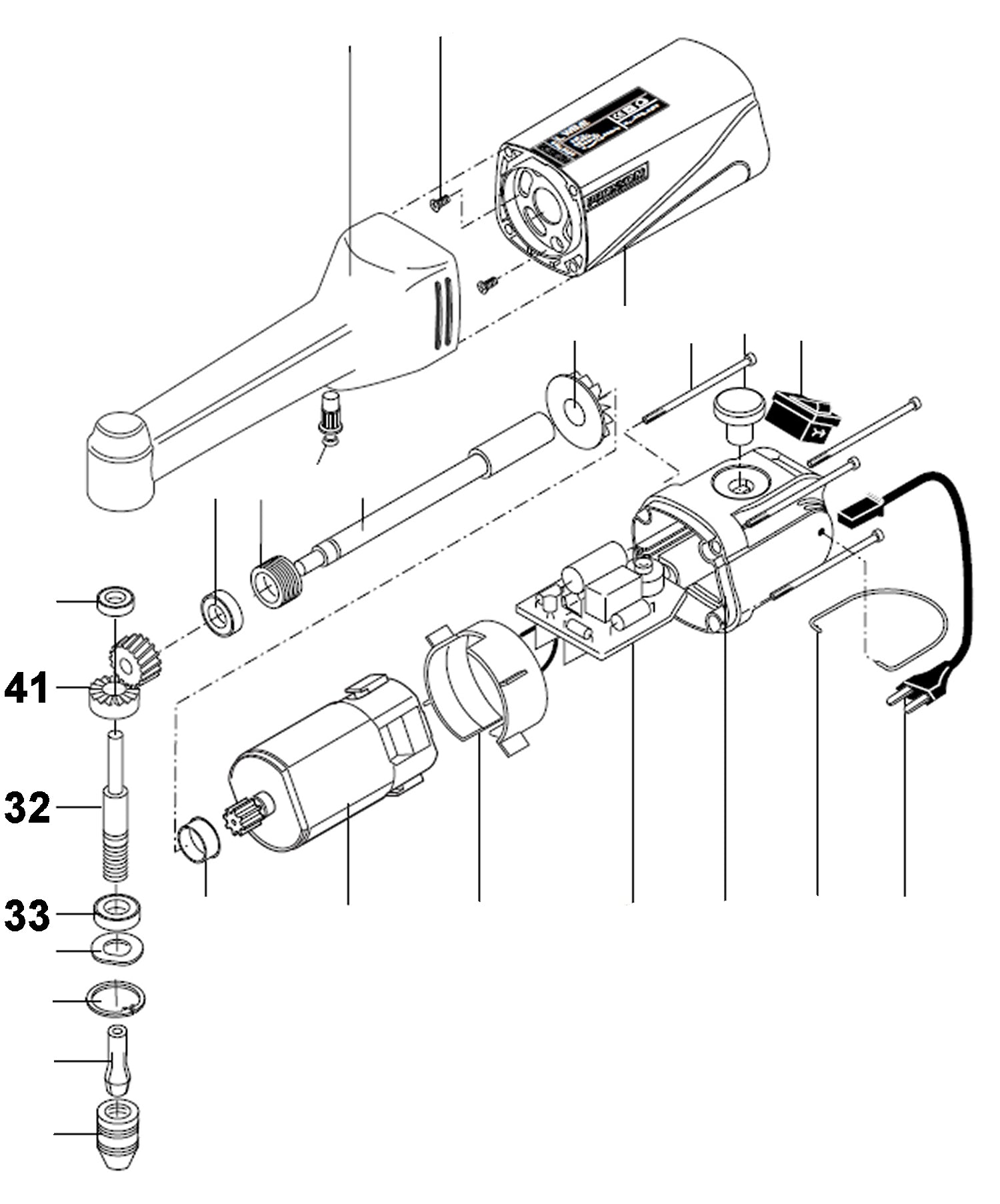 PROXXON 28492-32B Welle komplett für Langhals Winkelbohrmaschine LWB/E
