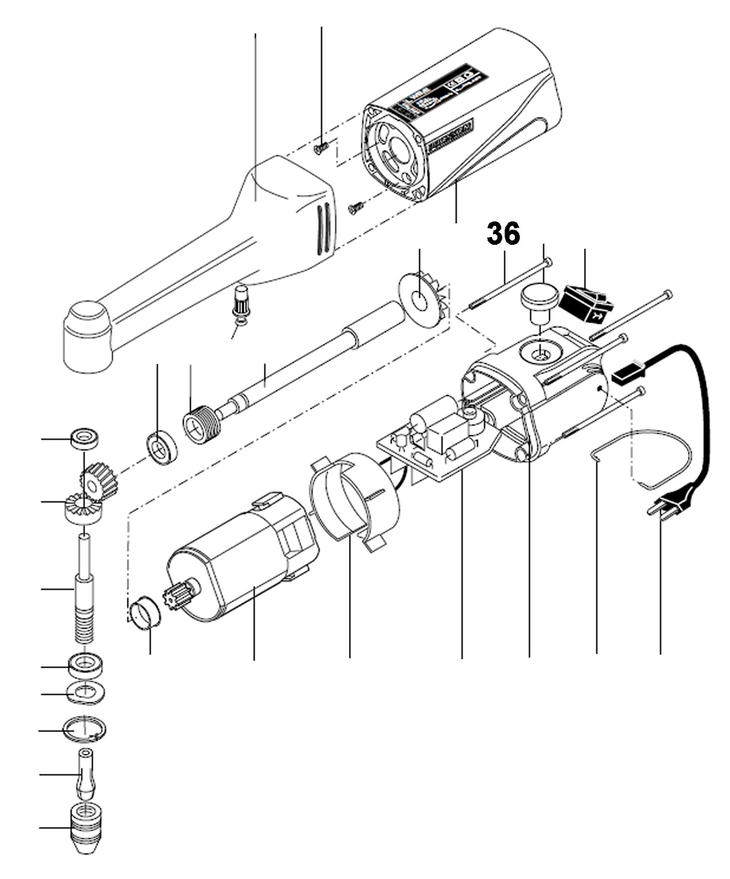 PROXXON 28492-36 Gehäuseschraube für Langhals Winkelbohrmaschine LWB/E