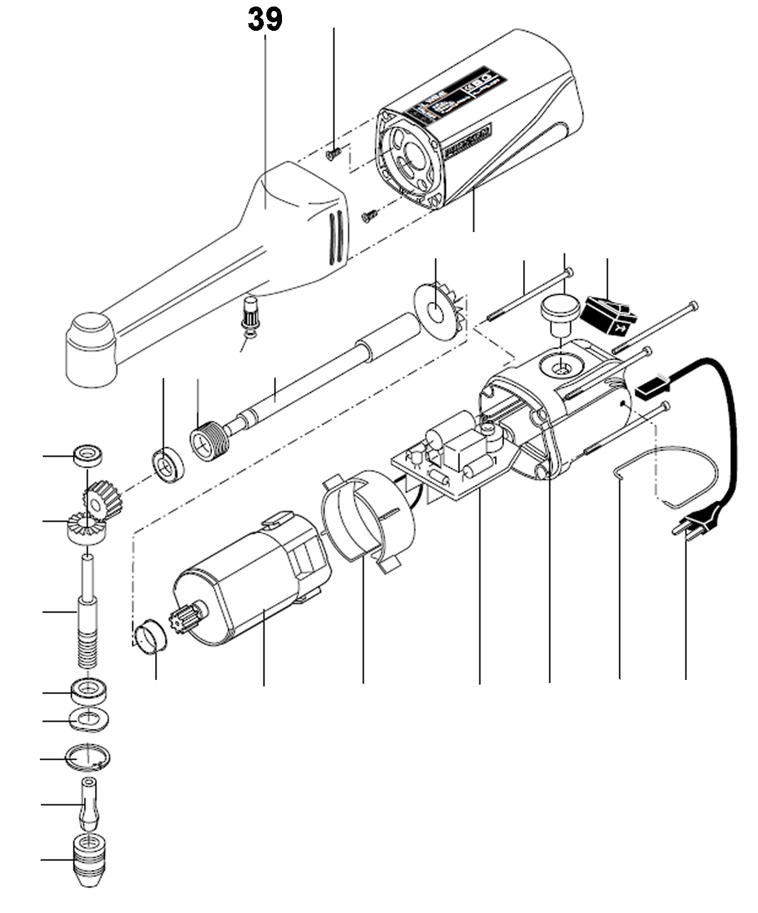 PROXXON 28492-39 Gehäusevorderteil mit Arretierknopf für Langhals Winkelbohrmaschine LWB/E
