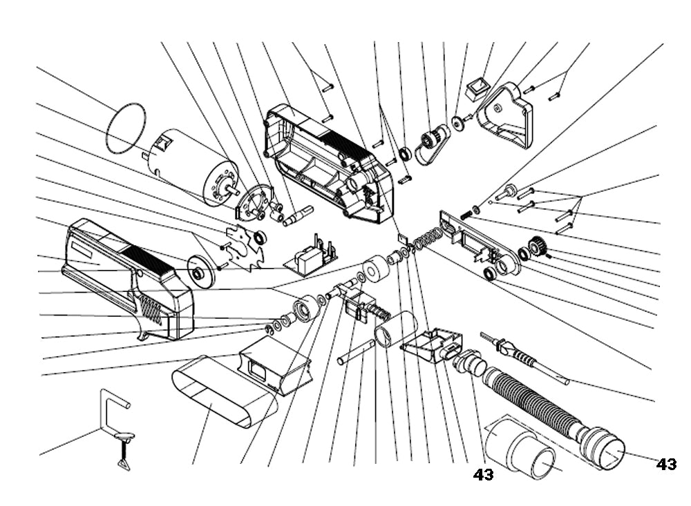 PROXXON 28526-43 Stutzen mit Schlauch -44 für Blockbandschleifer BBS/S