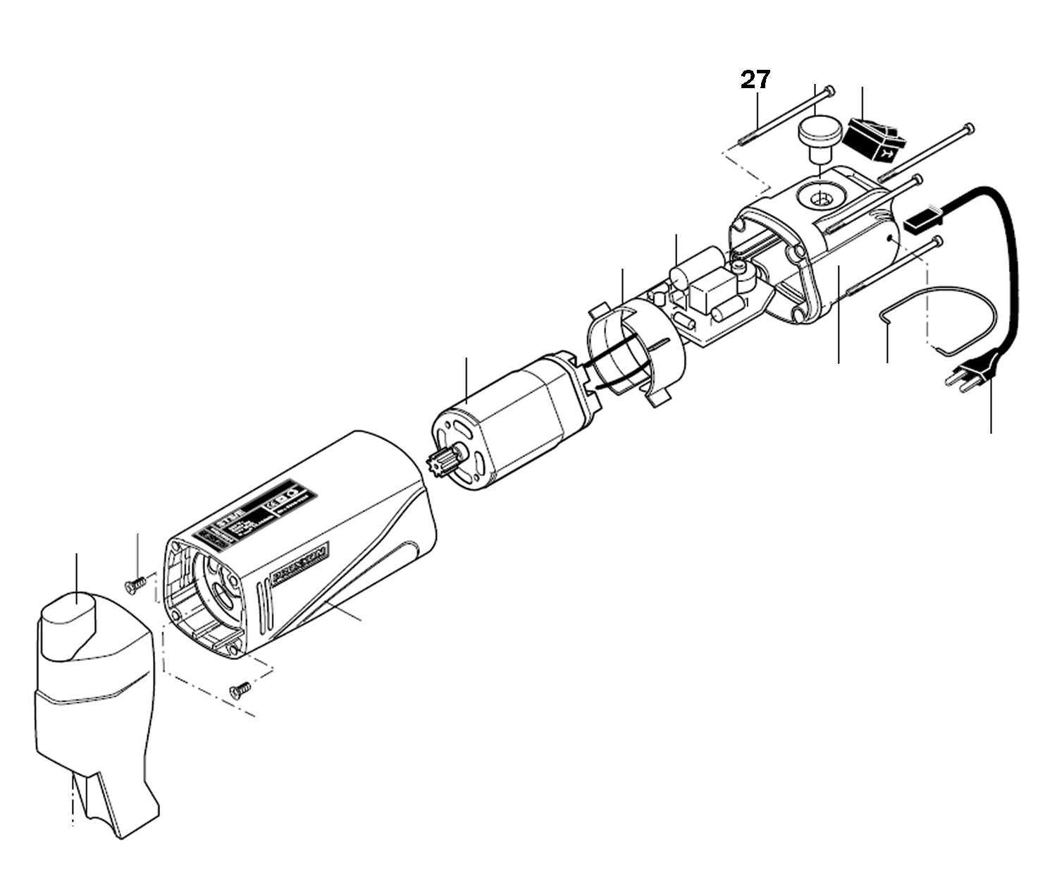 PROXXON 28530-27 Gehäuseschraube für Super-Stichsäge STS/E Stichsäge SS 230/E 230 Volt