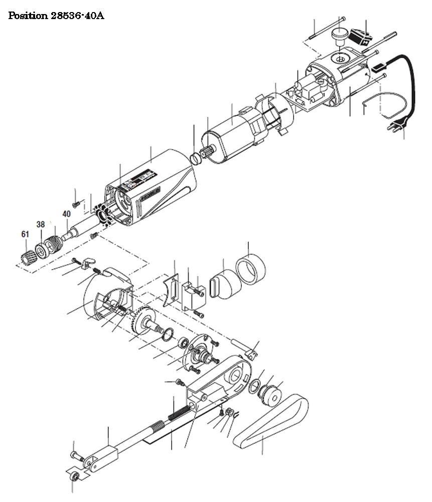 PROXXON 28536-40A Antriebswelle komplett für Bandschleifer BS/E Ersatzteil